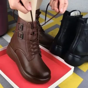 Botas de mujer 2025New Fashion Casual Ankle Boot Botas de cuero de marca de lujo para mujer Botas de plataforma antideslizantes para exteriores Botas Mujer